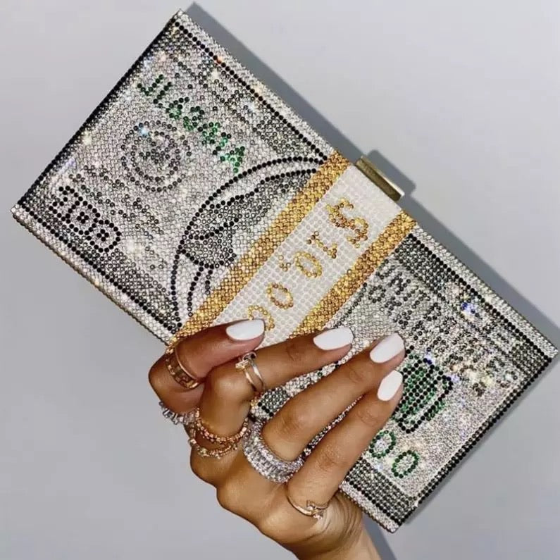 Party Purse Money USD crystal Dollar Clutch Bags women's