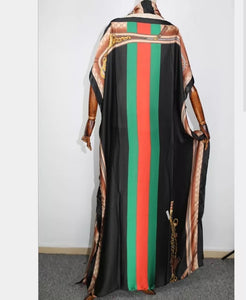 African silk printed dress long dress