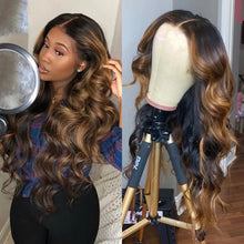 Load image into Gallery viewer, Lebah Hot sale Lace front Brazilian wigs 13*6 Lace 1b/27 pre-plucked Ombre Human Hair wigs with Baby Hair
