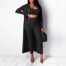 Load image into Gallery viewer, New Elasticity knit High Waist Trousers and Sexy Crop Top Women Two Piece Set
