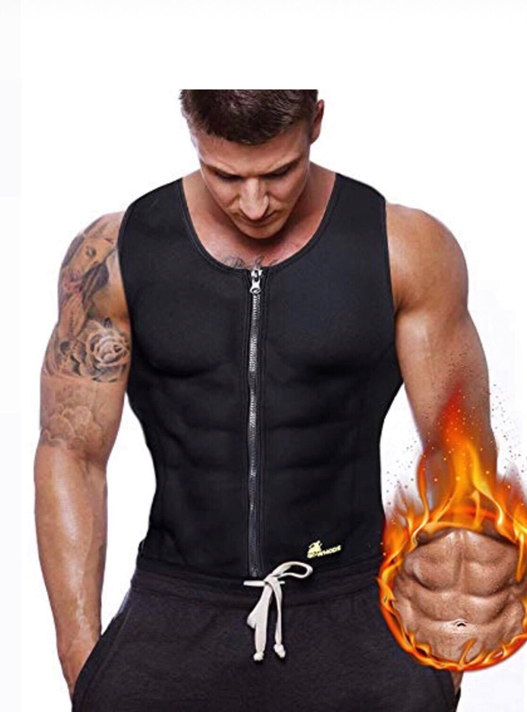 Men Waist Trainer Vest Sweat Vest Hot Neoprene Zipper Sauna Tank Top Workout Shirt