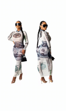 Load image into Gallery viewer, Women Sexy Long Sleeve 100 Dollar Bill Killer curves Dress S-XL
