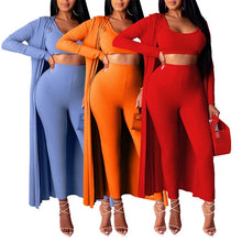 Load image into Gallery viewer, New Elasticity knit High Waist Trousers and Sexy Crop Top Women Two Piece Set
