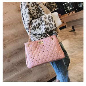 Fashion Lady PU Leather Handbag Big Capacity Luxury Handbag Women Crossbody Bag with Chains shoulder