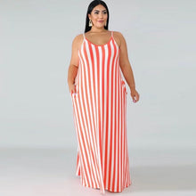 Load image into Gallery viewer, Plus Size women Clothing sleeveless striped Long Women Bandage Dress
