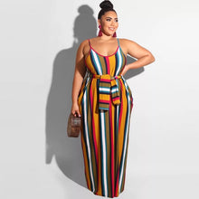 Load image into Gallery viewer, Plus Size women Clothing sleeveless striped Long Women Bandage Dress
