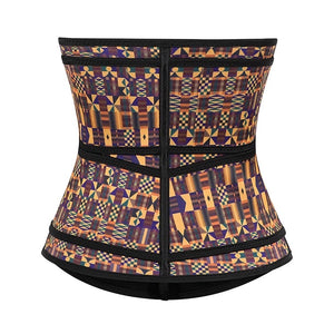 African Flower Printing 100% Latex Double Belt Body Shaper.