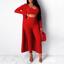 Load image into Gallery viewer, New Elasticity knit High Waist Trousers and Sexy Crop Top Women Two Piece Set
