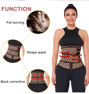 African Flower Printing 100% Latex Double Belt Body Shaper.