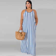 Load image into Gallery viewer, Plus Size women Clothing sleeveless striped Long Women Bandage Dress
