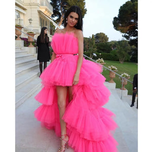 Lebahboutique Hot Pink High Tiered Tulle Evening  Dress