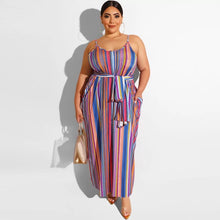 Load image into Gallery viewer, Plus Size women Clothing sleeveless striped Long Women Bandage Dress
