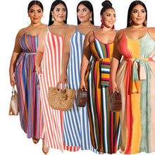 Load image into Gallery viewer, Plus Size women Clothing sleeveless striped Long Women Bandage Dress
