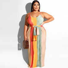 Load image into Gallery viewer, Plus Size women Clothing sleeveless striped Long Women Bandage Dress
