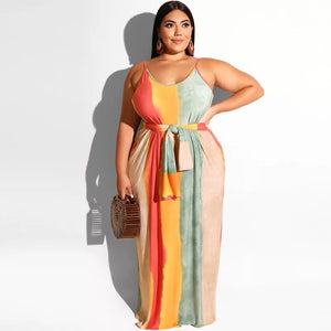 Plus Size women Clothing sleeveless striped Long Women Bandage Dress