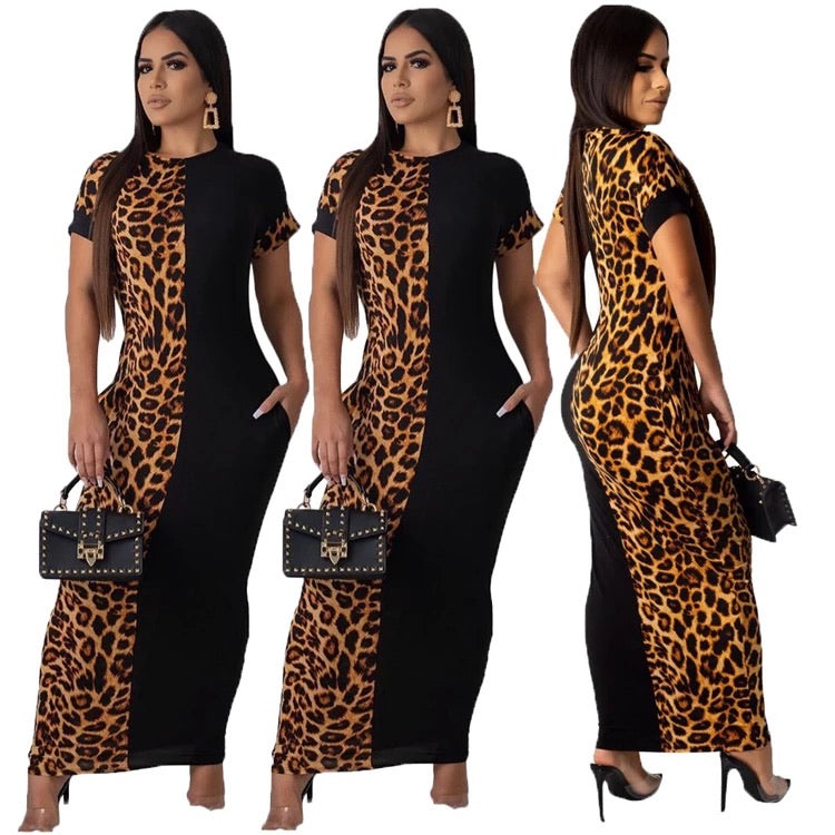 Hot fashion sexy Leopard Long max dress