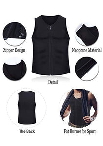 Men Waist Trainer Vest Sweat Vest Hot Neoprene Zipper Sauna Tank Top Workout Shirt