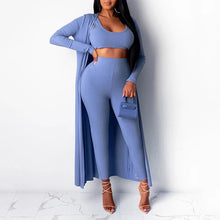 Load image into Gallery viewer, New Elasticity knit High Waist Trousers and Sexy Crop Top Women Two Piece Set
